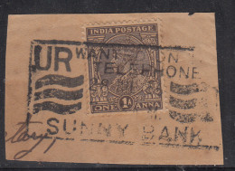 Slogan On Piece, UR Wanted On Telephone - Sunny Bank, British India KGV Used, Telecom - 1911-35  George V