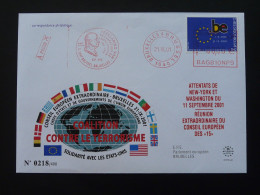 Lettre Cover Attentats Du 11 Septembre Conseil Européen Extraordinaire Belgique 2001 - Lettres & Documents