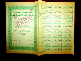 Carrières & Briqueteries De Courcelles-Braibant,Share Certificate ,Gosselies Belgium 1921 - Mines