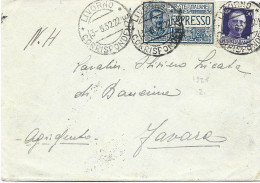 STORIA POSTALE 3/6/32 LETTERA ESPRESSO LIT 1,75 CENT. 50 IMPERIALE + EX 1,25 NATANTE NAPOLI-PALERMO + BOLLI VARI - Exprespost