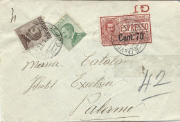 STORIA POSTALE 21/1/26 LETTERA ESPRESSO LIT 1,30 CON CENT 20 E 40 IMPERILAE + EX 70 SU 60 NATANTE NA-PA - Poste Exprèsse