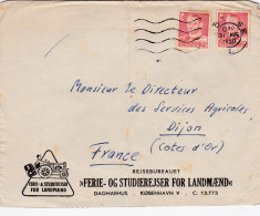 Danemark - ESC De Odense Pour Dijon (21) - 31 Août 1950 - Timbre YT 320 - 1 CAD - Vacances Pour Agriculteurs - Lettres & Documents