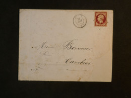 DD0 FRANCE  BELLE LETTRE  1855  GUISE A CAMBRAI + NAPOLEON 80C N°17 MARGES + AFF. INTERESSANT + - 1853-1860 Napoléon III.