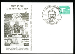 DDR PP18 B2/025 Privat-Postkarte Reuter Stavenhagen Sost.1985  NGK 5,00 € - Postales Privados - Usados