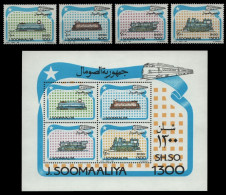 Somalia 1994 - Mi-Nr. 524-527 & Block 33 ** - MNH - Lokomotiven / Locomotives - Somalia (1960-...)