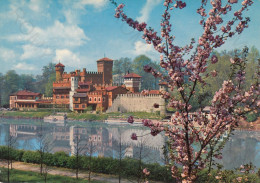 CARTOLINA  TORINO,PIEMONTE-CASTELLO MEDIOEVALE E FIUME PO-STORIA,MEMORIA,CULTURA,RELIGIONE,BELLA ITALIA,NON VIAGGIATA - Castello Del Valentino