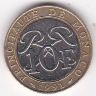 Monaco 10 Francs 1991 Rainier III , Bimétallique - 1960-2001 Nouveaux Francs
