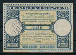 BF0064 / Tchéco-Slovaquie  -   19.IV.1939  ,  3.33 K.   ,  Type Lo12  -  Reply Coupon Reponse - Sin Clasificación