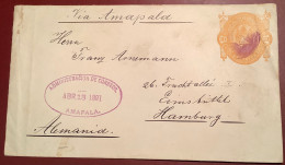 SUPERB „AMAPALA1891“strike Postal Stationery Enveloppe 10c „Via Amapala“ ! (=probably From Other Island)>Hamburg (cover - Honduras