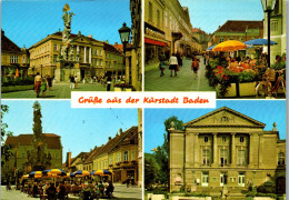 47926 - Niederösterreich - Baden Bei Wien , Fußgeherzone , Hauptplatz , Pfarrgasse , Traubenkur , Stadttheater - 1981 - Baden Bei Wien