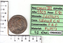 CRBAN303 MONEDA ESPAÑA 2 REALES 1805 CARLOS IV - Autres & Non Classés