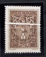 CITTA' DEL VATICANO - 1945 Allegoria  30 C. Nuovo ** - Vistosa Piega Di Carta - Abarten