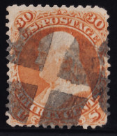 Estados Unidos, 1861  Y&T. 25a, 30 C. Amarillo-naranja,  [Grill.] - Used Stamps