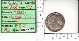 CRBAN282 MONEDA ESPAÑA 2 REALES 1778 CARLOS III - Autres & Non Classés