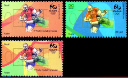 Ref. BR-OLYM-E03 BRAZIL 2015 - OLYMPIC GAMES, RIO 2016,RUGBY, STAMPS OF 1ST AND 4TH SHEET, MNH, SPORTS 3V - Rugby