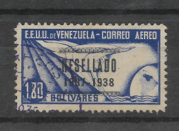 VENEZUELA 1937 OVERPRINTED RESELLADO 1937 1938 BLUE 1.80B SURCHARGED MI 225 SC C72 USED - Venezuela