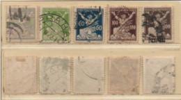 Tschechoslowakei 1920/22 Freiheit MiNr. 171A, 175A, 176B, 177A 5 Marken/Varianten Siehe Bild/Beschreibung Czechoslovakia - Used Stamps