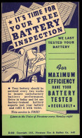 U.S.A.(1950) Garage Mechanic* Inspecting Battery. Automobile. One Cent Postal Card With Advertising. "Firestone Tire And - 1941-60