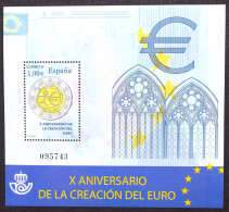 España Spain 2009  X Aniversario Creación De Euro  Mi BL185 Yv BF177 Edi 4496  Nuevo New MNH ** - Europese Instellingen