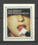FINLAND Advertising Poster Stamps Reklamemarke (sticker/Aufkleber) Lady Licking A Stamp Erotik - Erinnophilie