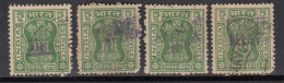 4 Diff., Ovpt Varities On Service, Refugee Relief Used India RRT - Timbres De Bienfaisance