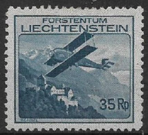 LIECHTENSTEIN 1930   POSTA  AEREA  AREOPLANO IN VOLO SU PAESAGGI  UNIF. 4  MLH  VF - Luchtpostzegels