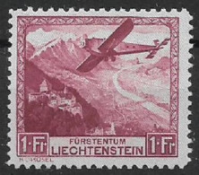 LIECHTENSTEIN 1930   POSTA  AEREA  AREOPLANO IN VOLO SU PAESAGGI  UNIF. 6  MLH VF - Posta Aerea