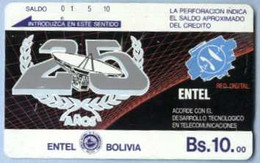 BOLIVIA : BOLTE06 Bs 10 25 Anos ENTEL /Brown Rev. USED - Bolivia