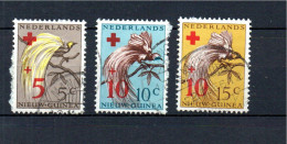 Netherlands New Guinea 1955 Old Set Red Cross/birds Stamps (Michel 38/40) Used - Nuova Guinea Olandese