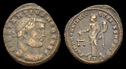 Constantius I Chlorus, As Caesar, AE Follis Moneta Standing Left - La Tetrarchía Y Constantino I El Magno (284 / 307)