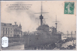 SAINT-NAZAIRE- LE CROISEUR-CUIRASSE ERNEST-RENAN DANS LES ECLUSES DE LA NOUVELLE ENTREE DU PORT - Saint Nazaire