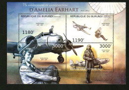 Burundi 2012 75th Anniversary Of The Disappearance Of Famous American Female Pilot Earhart，MS MNH - Ongebruikt