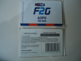 GREECE  MINT PREPAID CARDS  TIM  F2G FREE 100 SMS - Pubblicitari