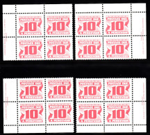 CANADA  SCOTT NO J35    MNH    YEAR  1969  CORNER BLOCK-MATCHED SET - Strafport