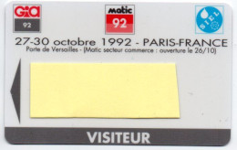 Carte Salon Badge GIA 92- MOTIE 92 - SIEL  Card PARIS FRANCE Karte (F 585) - Exhibition Cards