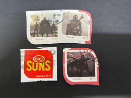 27-12-2023 (stamp) Australia - 4 USED Personalised Stamps (3 Star War - Mandalorian + 1 Sport SUNS) - Usados