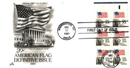 (N168) USA Scott # BK 138 Pane Of 6 - American Flag Definitive Issue - Washington D.C. 1981 - 1981-1990
