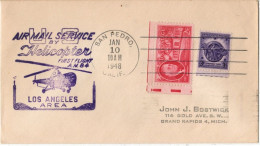 (N170) USA Scott # 931 & 940 - Air Mail Service By Helicopter A.M.48 - San Pedro (Cal) - Grand Rapids (Mich) 1948 - 2c. 1941-1960 Covers