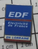 1719 Pin's Pins / Beau Et Rare / EDF / ELECTRICITE DE FRANCE EN LORRAINE - EDF GDF