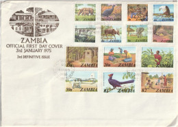 Zambia - 1975 - FDC - Definitive Wildlife, Culture, Agriculture, Birds - Zambia (1965-...)