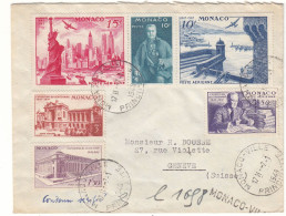 Monaco - Lettre De 1948 - Oblit Monaco Ville - Exp Vers Genève - Statue De La Liberté - Valeur 50 € ++ - Storia Postale