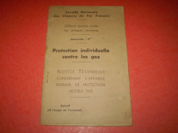 SNCF Défense Passive Contre Les Attaques Aériennes, Protection Individuelle Contre Les Gaz, Illustrations En N&b - Ferrocarril & Tranvías