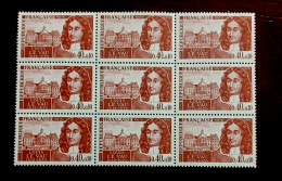 France 1970 Bloc De 9 Timbres N** YT N° 1623 Louis Le Vau - Feuilles Complètes