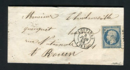 Belle Lettre De Louviers Pour Rouen ( 1853 ) Avec Un N° 10 - 1852 Louis-Napoleon