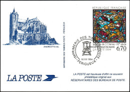 France 1994 Y&T 2859. Vitrail Roman De La Cathédrale Du Mans. Légende De Saint Étienne. Entier Postal De Promotion. Ours - Glas & Fenster