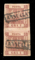 Antichi Stati Italiani - Napoli - 1851 - Coppia Verticale Del 1 Grano Carminio (4a) - Usata - Bellissima - Gazzi + Diena - Sonstige & Ohne Zuordnung