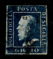 Antichi Stati Italiani - Sicilia - 1859 - 10 Grana Azzurro Cupo (12) - Usato - Margine Alto A Filo - Altri & Non Classificati