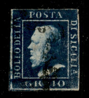 Antichi Stati Italiani - Sicilia - 1859 - 10 Grana Azzurro Cupo (12) - Usato - Margine Alto A Filo - Otros & Sin Clasificación