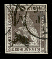 Antichi Stati Italiani - Toscana - 1851 - 9 Crazie (8) Usato - Diena + Cert. AG - Autres & Non Classés