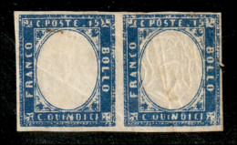Regno - Vittorio Emanuele II - 1863 - 15 Cent (11n Varietà) - Coppia Orizzontale Senza Effigie A Sinistra + Doppia Effig - Other & Unclassified